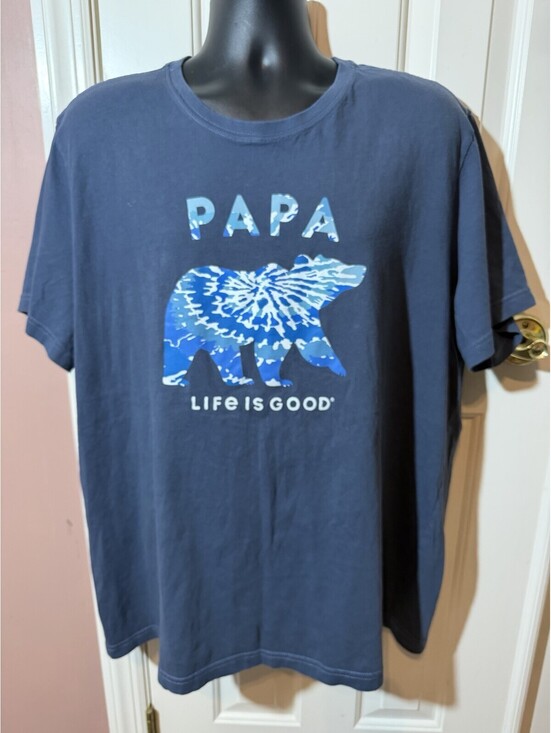 Life Is Good Other - Life Is Good Crusher T Shirt Mens XXL Blue Papa Bear Graphic Short Sleeve Casual